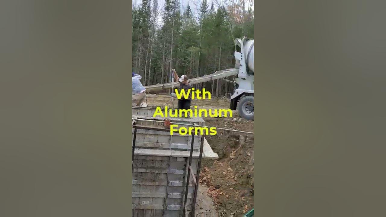 'Video thumbnail for Concrete Foundation Wall Pour with Aluminum Forms #Shorts'