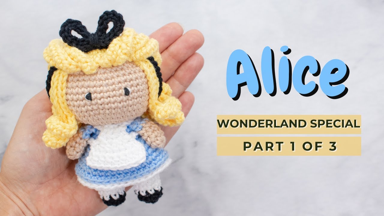 'Video thumbnail for Alice crochet amigurumi doll pattern. How to crochet a doll video tutorial PART 1'