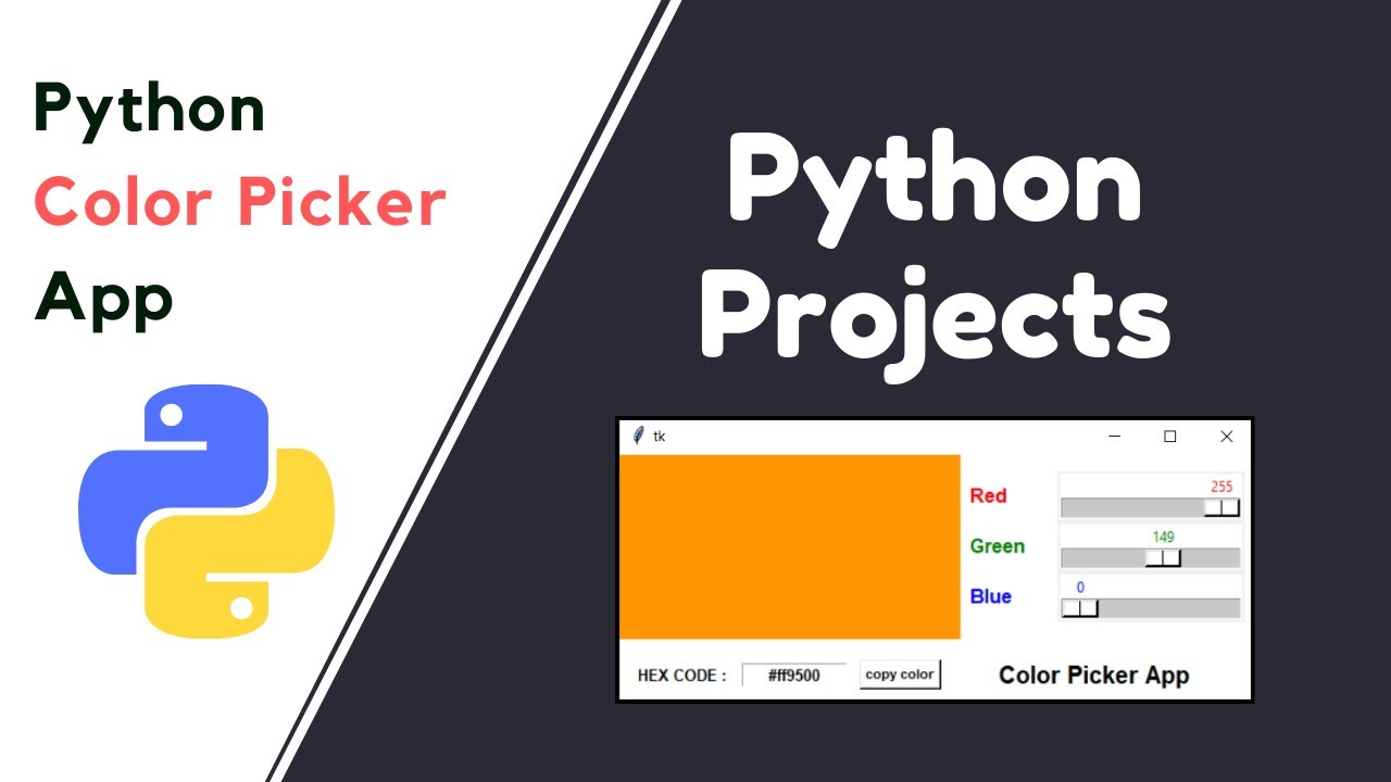 Video thumbnail for Color Picker - Python Tkinter GUI Tutorial | Python projects