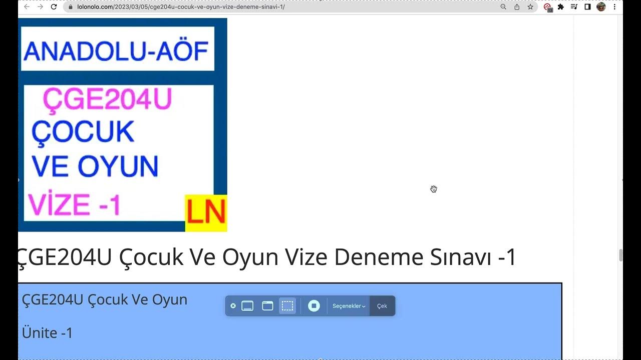 'Video thumbnail for ÇGE204U Çocuk Ve Oyun Vize Deneme Sınavı 1'