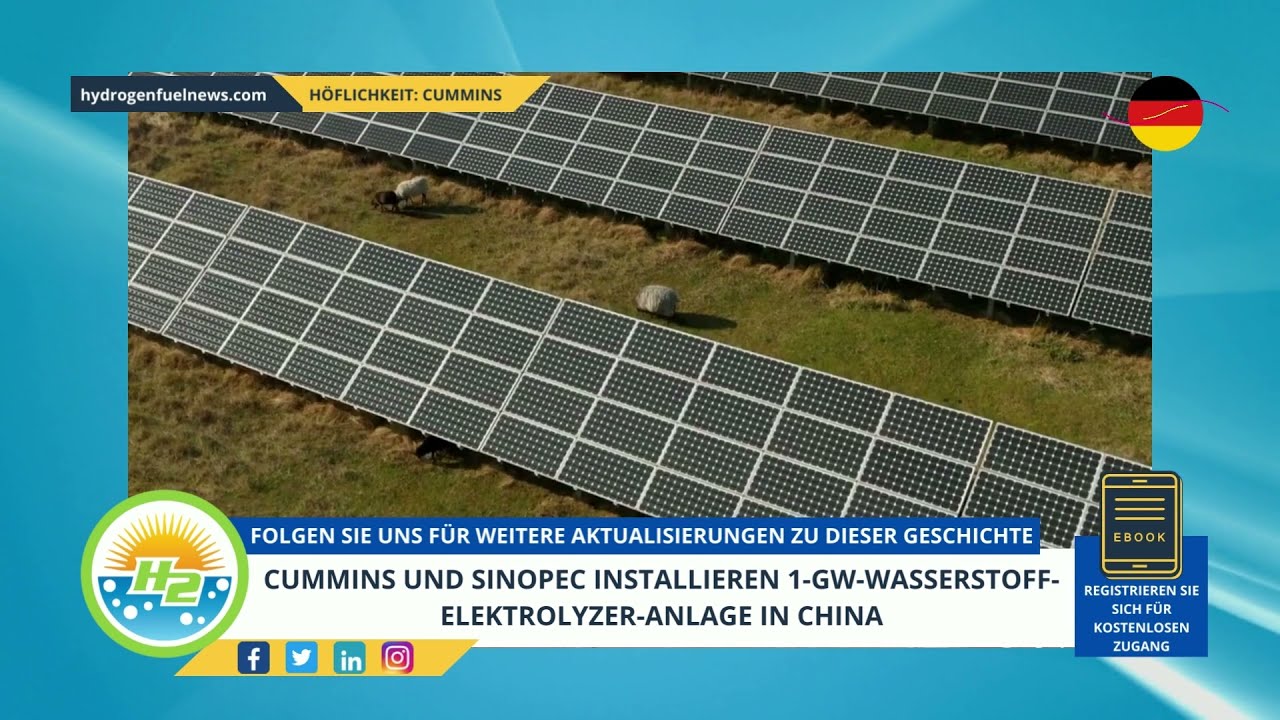 Video thumbnail for [German] Cummins and Sinopec to install 1GW hydrogen electrolyzer facility in China