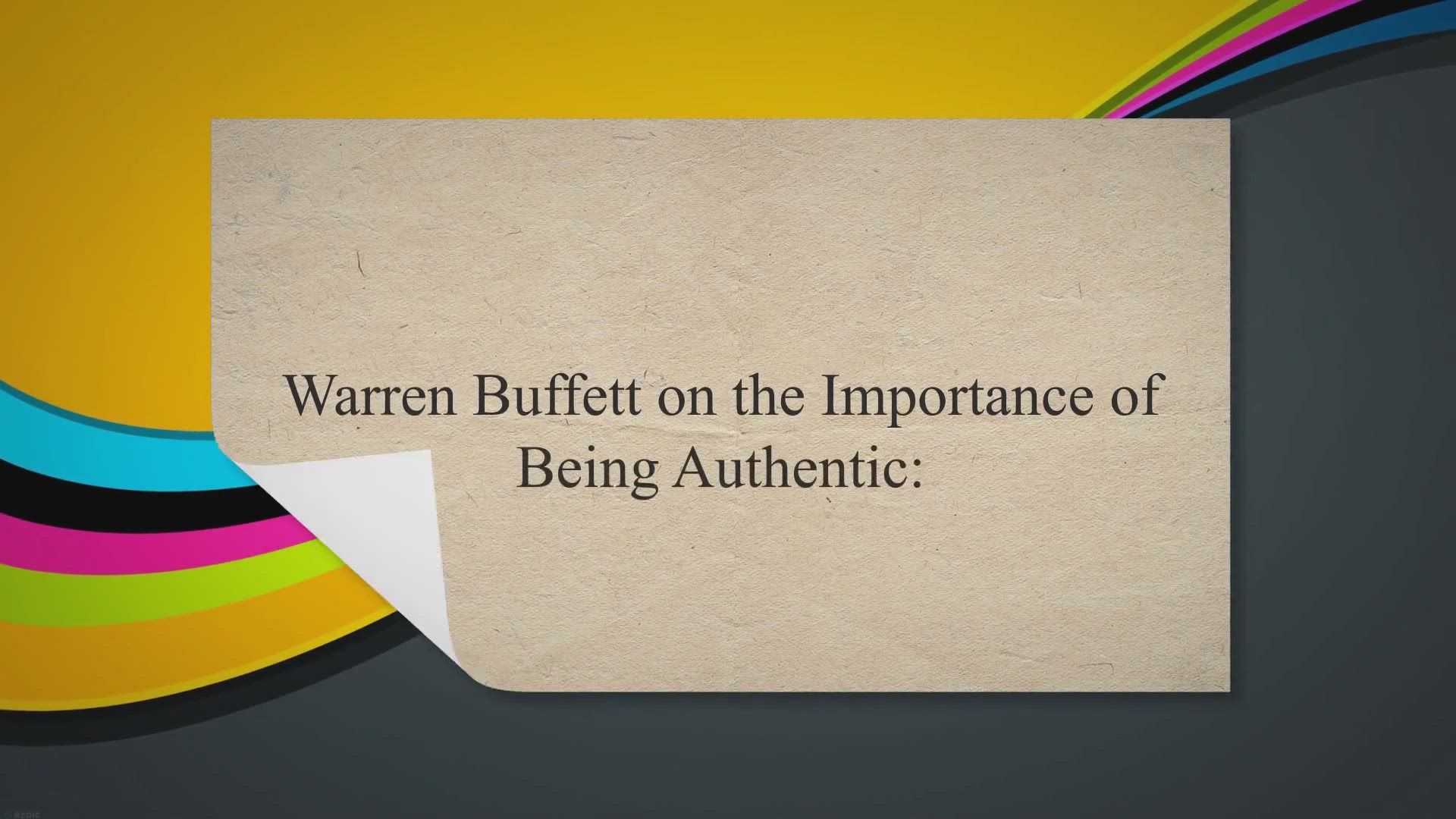 'Video thumbnail for Warren Buffett on the Importance of Being Authentic:'