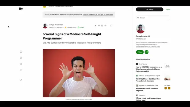 'Video thumbnail for 10 Weird Signs of an Inexperienced Self-Taught Programmer'