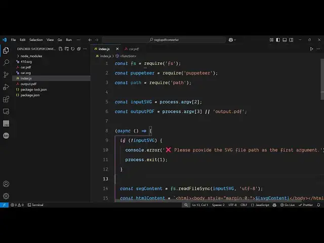 'Video thumbnail for Node.js Puppeteer Project to Export SVG to PDF in Command Line Full Tutorial'