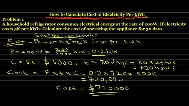 'Video thumbnail for How to Calculate Cost of Electricity Per kWh in Dollars'