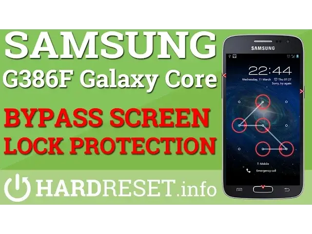 'Video thumbnail for BYPASS SCREEN LOCK PROTECTION - Samsung G386F Galaxy Core - Hard RESET'