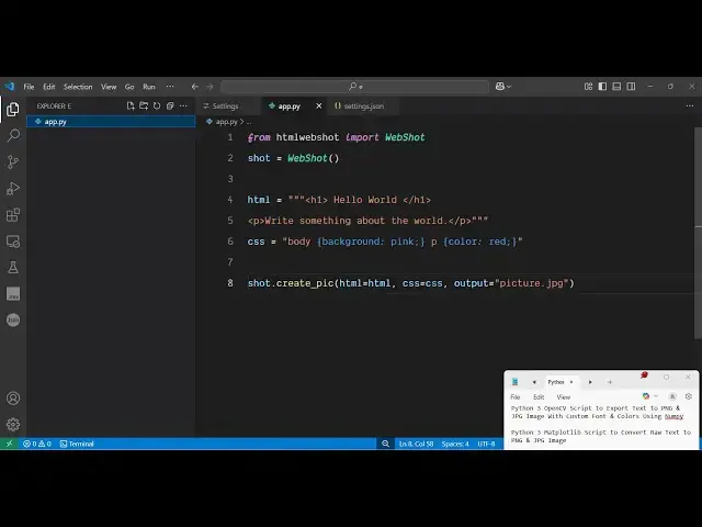'Video thumbnail for Python 3 Webshot Library Script to Take Screenshot of HTML Page & Save it as PNG,JPG & SVG Image'
