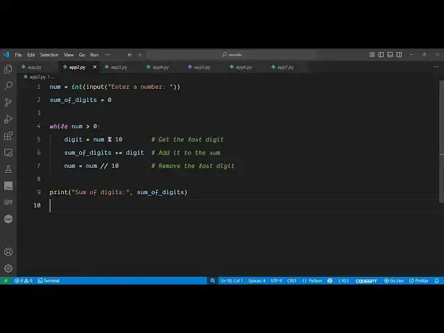 'Video thumbnail for Python 3 Program to Find the Sum of Digits in a Number Tutorial For Beginners'