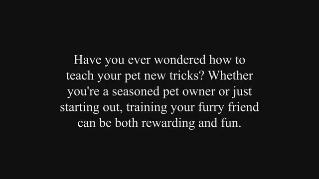 'Video thumbnail for Mastering Pet Training: Techniques for Teaching Tricks and Building Bonds'