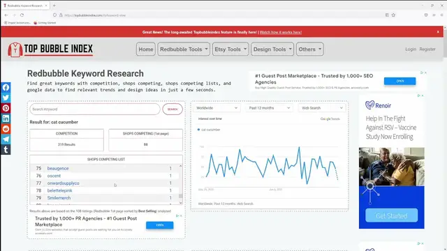 'Video thumbnail for Redbubble niche and keyword research tips and tools (how to make money print on demand tutorial)'