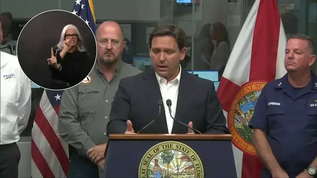 'Video thumbnail for Ron DeSantis Argues With Reporter Over Hurricane Ian Response'