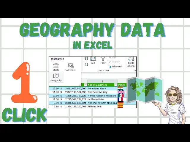 'Video thumbnail for ONE CLICK to add Geographical Data In Excel'