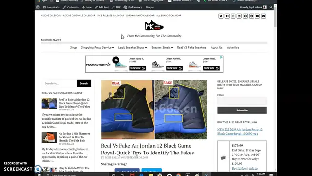 'Video thumbnail for Real Vs Fake Air Jordan 12 Black Game Royal-Quick Tips To Identify The Fakes'