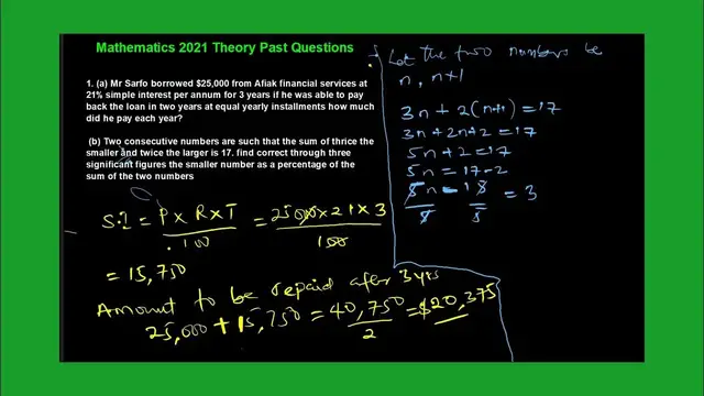 'Video thumbnail for Mathematics 2021 WAEC Past Questions | Theory | Questions 1 - 5'