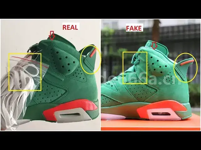 'Video thumbnail for Real VS Fake Air Jordan 6 NRG Gatorade Green Updated'