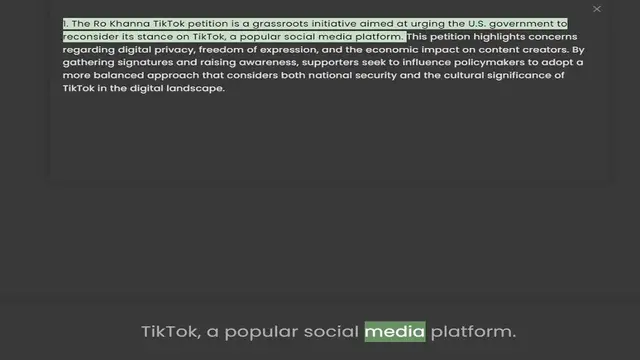 'Video thumbnail for 1. The Ro Khanna TikTok petition is a grassroots initiative aimed at urging the U.S. government to reconsider its stance on TikTok, a popular social media platform. This petition highlights concerns regarding digital privacy, freedom of e'