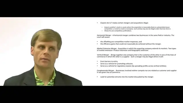 'Video thumbnail for Clayton Act Mergers and Acquisitions'