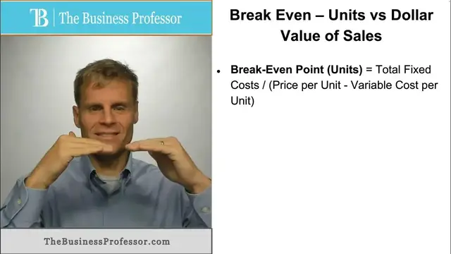 'Video thumbnail for Break Even - Units vs Dollar Value of Sales'