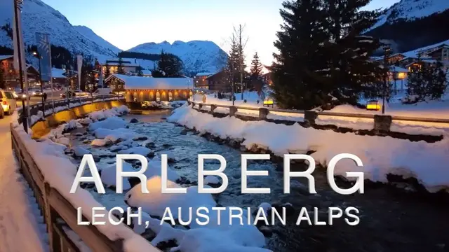 'Video thumbnail for 4K Snow Village Walking Tour in Lech/Arlberg Austrian Alps'
