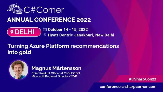 'Video thumbnail for Turning Azure Platform recommendations into Gold by Magnus Martensson'