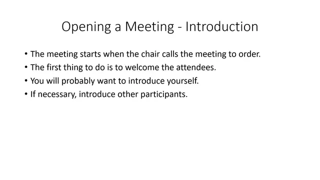 'Video thumbnail for The Language of Meeting: Starting the Meeting - Opening the Meeting'