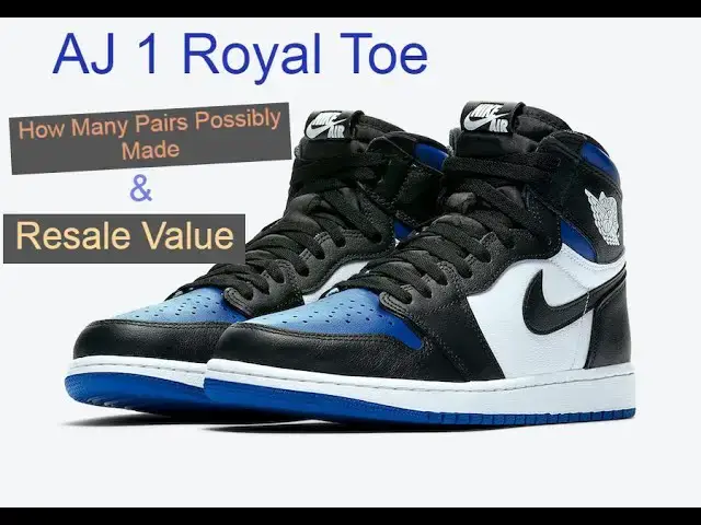 'Video thumbnail for Air Jordan 1 OG Royal Toe 555088-041 | Resale Value & How Many Pairs Possibly Made'