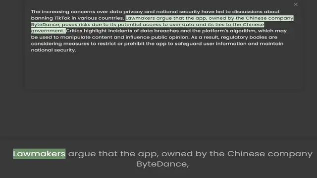'Video thumbnail for The increasing concerns over data privacy and national security have led to discussions about banning TikTok in various countries. Lawmakers argue that the app, owned by the Chinese company ByteDance, poses risks due to its potential acce'