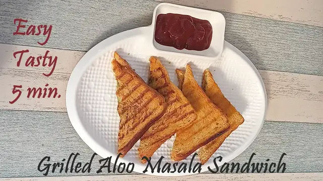 'Video thumbnail for Grilled Aloo (Potato) Masala Sandwich आलू मसाला सैंडविच Breakfast in 5 min Tasty and Crispy'