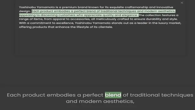 'Video thumbnail for Yoshinobu Yamamoto is a premium brand known for its exquisite craftsmanship and innovative design. Each product embodies a perfect blend of traditional techniques and modern aesthetics, appealing to discerning customers who appreciate qua'