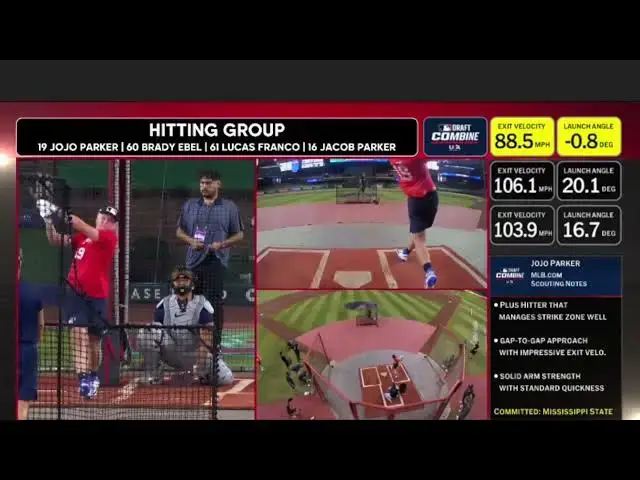 'Video thumbnail for JoJo Parker Takes Batting Practice at 2025 MLB Draft Combine!'
