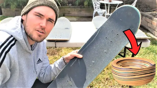'Video thumbnail for Wood Turning Used Skateboards into Colorful Bowls | Wood Working Lathe Project'