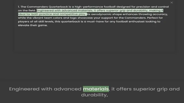 'Video thumbnail for 1. The Commanders Quarterback is a high-performance football designed for precision and control on the field. Engineered with advanced materials, it offers superior grip and durability, making it ideal for both practice and competitive pl'