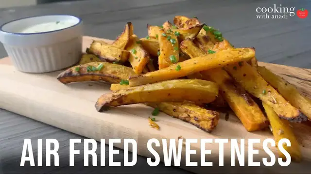'Video thumbnail for How to Make Air Fryer Sweet Potato Fries with Garlic Truffle Aioli'