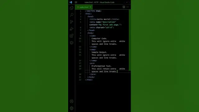 'Video thumbnail for 1 MIN HTML/CSS PART 6 - Code Snippets & HTML Symbols'