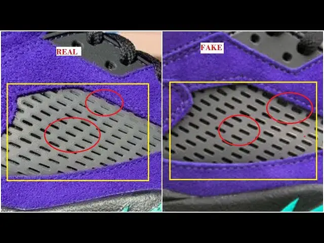 'Video thumbnail for Real Vs Fake Air Jordan 5 Alternate Grape, Quick Ways To Identify The Fake Pair'