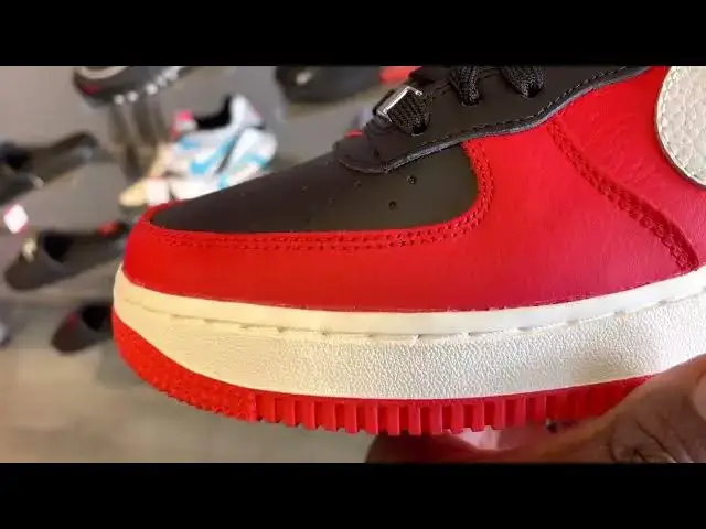 'Video thumbnail for Quick Look At The NBA 75th Anniversary Air Force 1 Black Chile Red + Buy It Now'