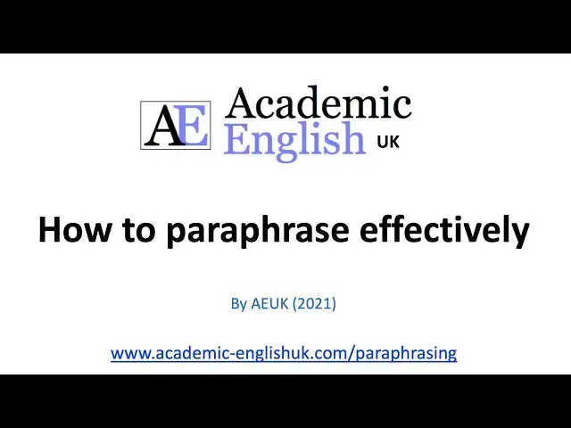 'Video thumbnail for How to paraphrase effectively / academic paraphrasing'