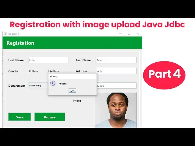'Video thumbnail for Registration with image upload Java Jdbc(Download Source code) | Part 4'
