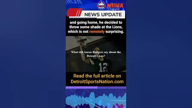 'Video thumbnail for Aaron Rodgers throws shade at Detroit Lions after getting owned by rookies'