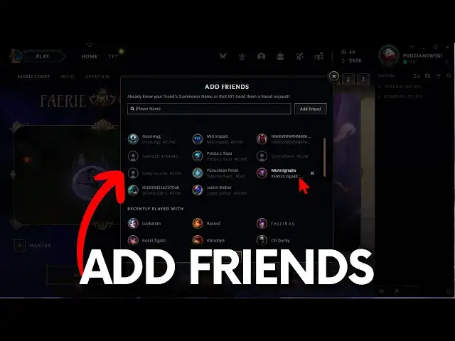 'Video thumbnail for How to Add Friends in League of Legends - Invite Player to Friend List in LOL'