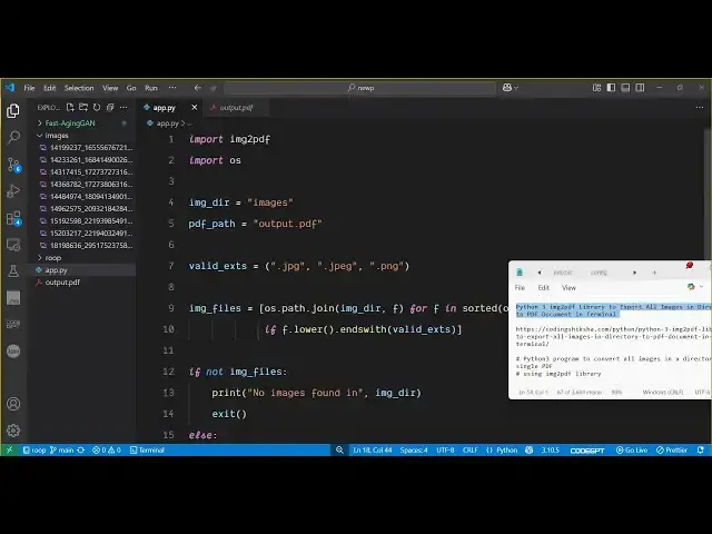'Video thumbnail for Python 3 img2pdf Library to Export All Images in Directory to PDF Document in Terminal'
