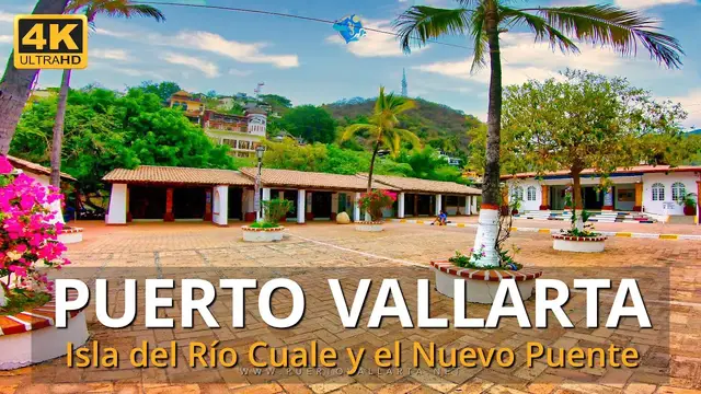 'Video thumbnail for Isla del Río Cuale Mercado de Artesanía y el puente nuevo Centro de Puerto Vallarta, Jalisco, México'