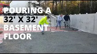 'Video thumbnail for Pouring A New Basement Concrete Floor 32' x 32' (New Home)'