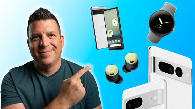 'Video thumbnail for Google I/O Hardware Reaction: Pixel Watch, Pixel Buds Pro, and Pixel 6a & 7!'