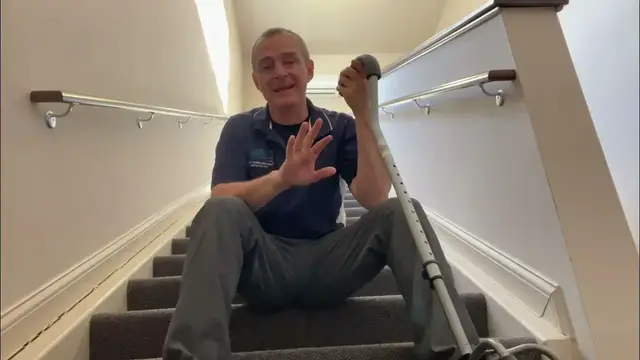 'Video thumbnail for How to Use a Quad Cane on Stairs'