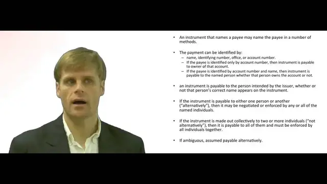 'Video thumbnail for Negotiable Instrument - How is Payee Identified'