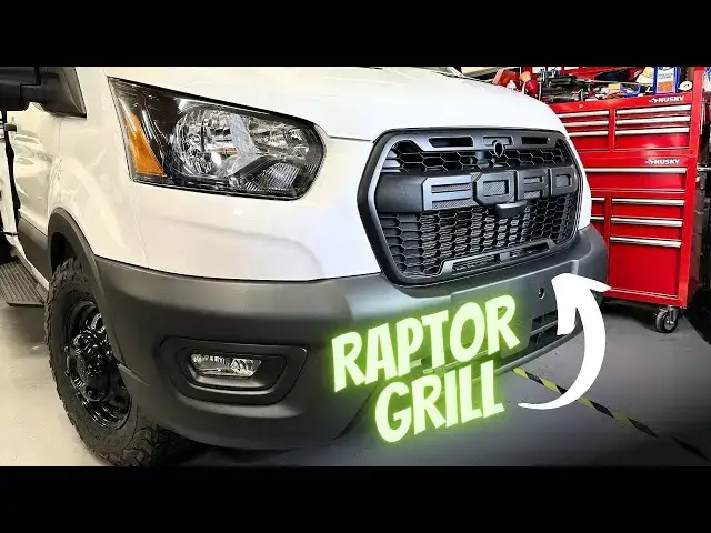 'Video thumbnail for Part 2: Installing Ford Transit Raptor Style Grill, New Front Bumper & Yellow Fog Light Bulbs'