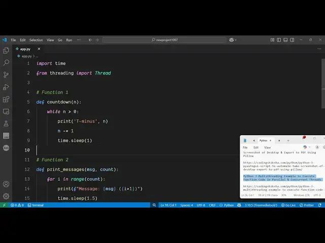 'Video thumbnail for Python 3 Multithreading Example to Execute Function Code in Parallel & Concurrent Threads'