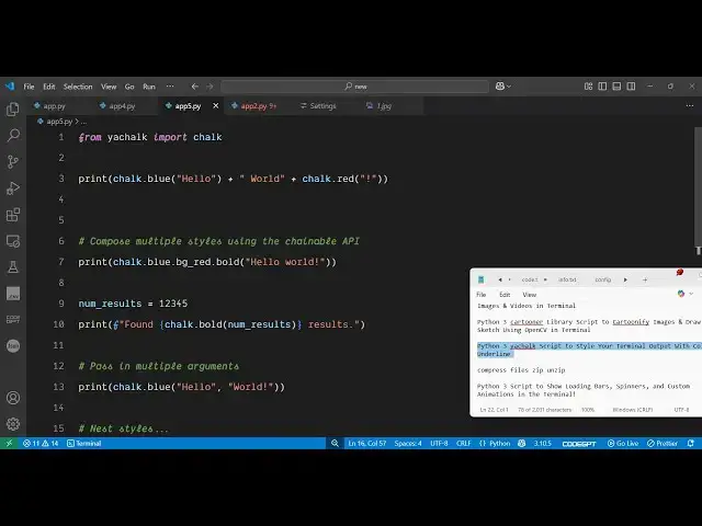 'Video thumbnail for Python 3 yachalk Script to Style Your Terminal Output With Colors & Underline'