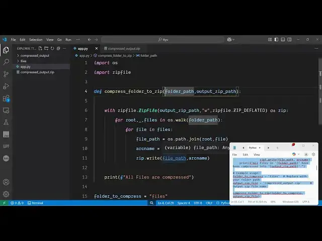 'Video thumbnail for Python 3 Script to Compress All Files in a Folder and Save it as ZIP File Using zipfile Library'